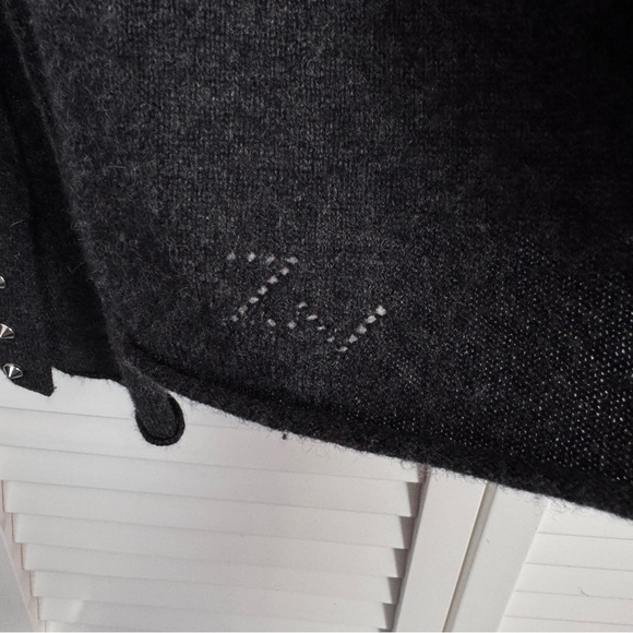 Zadig & Voltaire Merino Wool Cashmere Studded Mock Neck Sweater Charcoal Small - Picture 7 of 15